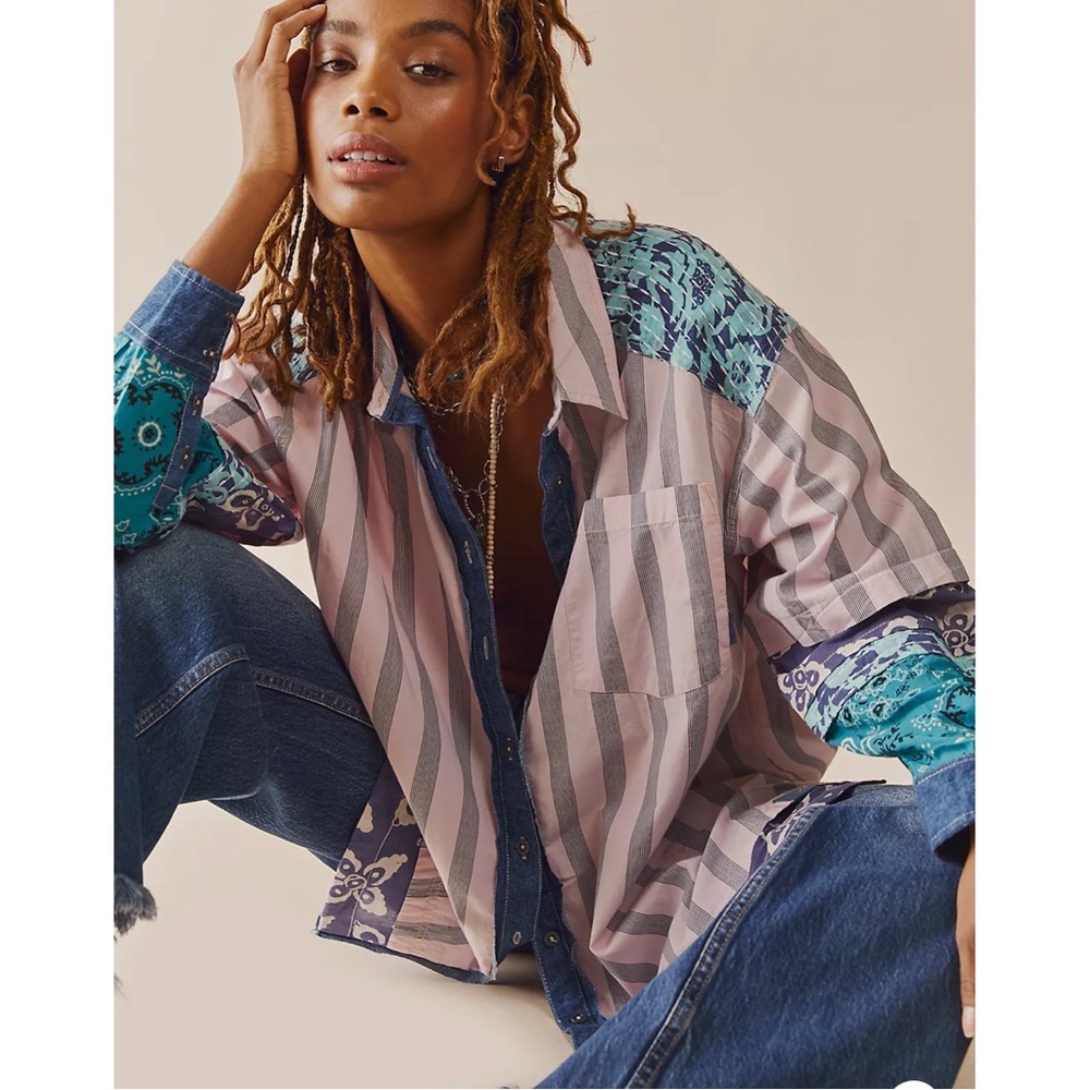 Free People Wild Dunes Stripe Shirt - Picture 2 of 16